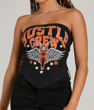 Your outfit will pop with the Hustle Crew Strapless Tube Graphic Crop Top and with dazzling embellishments and elevated details this is the perfect going-out top to stand out at any event!