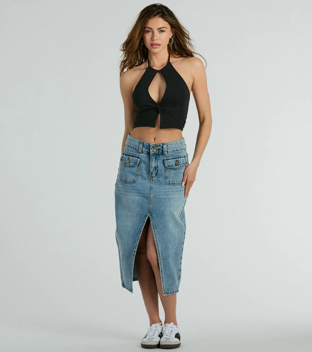 Trendy With A Twist Halter Keyhole Crop Top | Windsor