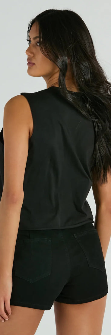 Essential for your seasonal closet, the Kickin It Old School Cassette Graphic Muscle Tee offers a trendy twist on everyday tops so you can elevate your style effortlessly.