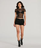 The Cool It Cowboy Sheer Mesh Graphic Top in black with a modern design and trendy look is part of the latest women's tops collection to elevate your 2025 wardrobe.