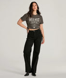 The Wild West Lace-Up Crop Graphic Tee in black brings edge and energy to your vibe, ready to elevate any festival look or concert outfit.