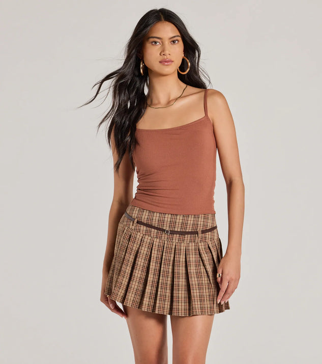 The Effortless Mentality Scoop Neck Crop Top in brown with a modern design and trendy look is part of the latest women's tops collection to elevate your 2025 wardrobe.