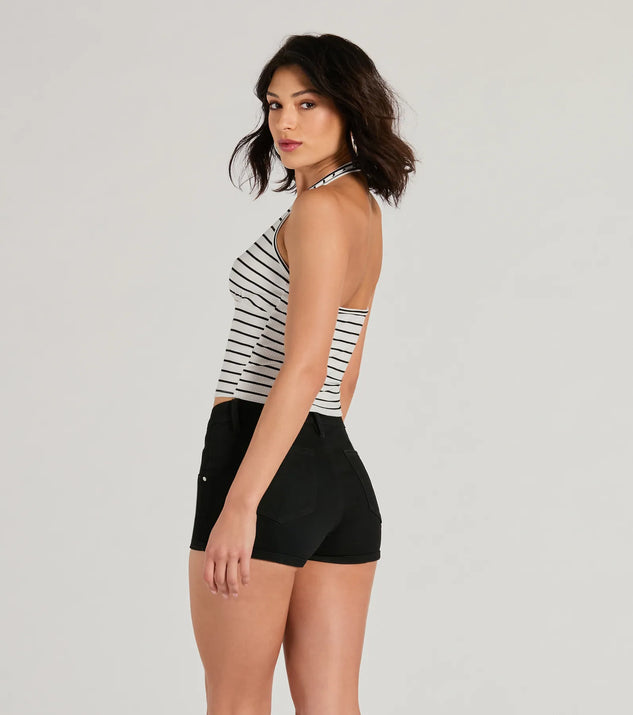 Weekend Style Striped Knit Halter Crop Top | Windsor