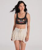 The Rebel Style Graphic Cropped Tank Top in black with a modern design and trendy look is part of the latest women's tops collection to elevate your 2025 wardrobe.