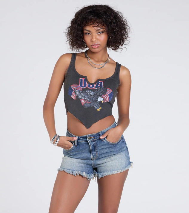 The USA Graphic Tank Top in charcoal brings edge and energy to your vibe, ready to elevate any festival look or concert outfit.
