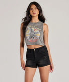 The Born To Rock Mineral Wash Graphic Tank Top in charcoal with a modern design and trendy look is part of the latest women's tops collection to elevate your 2025 wardrobe.