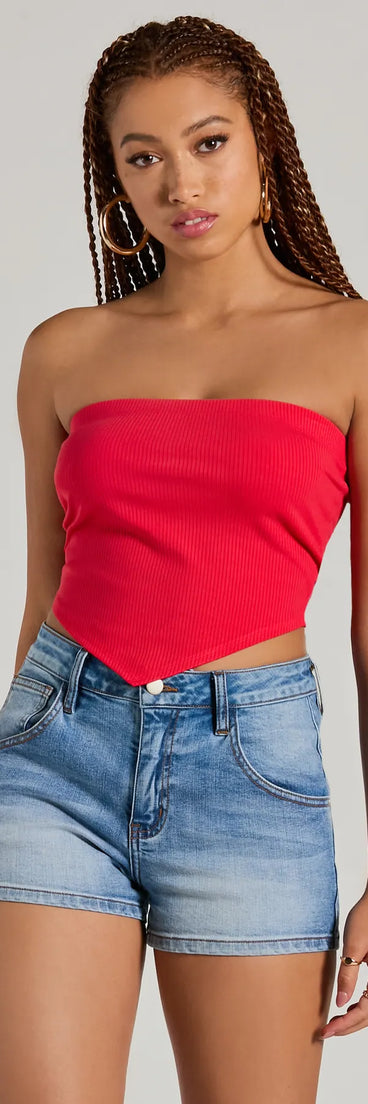 Flirty Focus Strapless Rib Knit Tube Crop Top