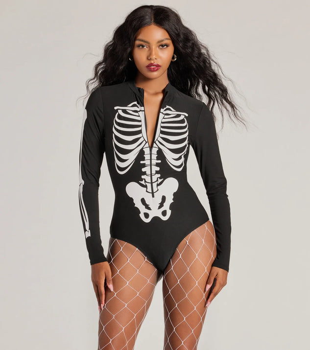 Long sleeve skeleton bodysuit on sale