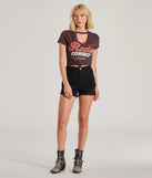 The Rodeo Cowboy Cutout Crop Graphic Tee in brown brings edge and energy to your vibe, ready to elevate any festival look or concert outfit.