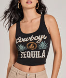 
Upgrade your style game for 2025 with the Cowboys And Tequila Sleeveless Graphic Crop Top in black, perfect for any fashion-forward wardrobe.