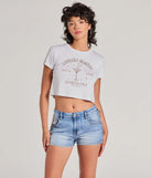 The Espresso Martini Crop Graphic Tee in ivory with a modern design and trendy look is part of the latest women's tops collection to elevate your 2025 wardrobe.