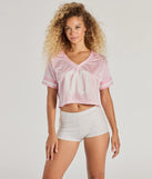 The Play The Field Cropped Screen Jersey Tee in pink with a modern design and trendy look is part of the latest women's tops collection to elevate your 2025 wardrobe.