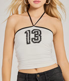 The Lucky Thirteen Strapless Tube Crop Top in white with a modern design and trendy look is part of the latest women's tops collection to elevate your 2025 wardrobe.