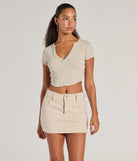 The Girl Next Door Ribbed Knit Henley Crop Top in ivory with a modern design and trendy look is part of the latest women's tops collection to elevate your 2025 wardrobe.