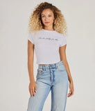 The I'm Too Pretty For This Crop Graphic Tee in white with a modern design and trendy look is part of the latest women's tops collection to elevate your 2025 wardrobe.