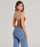 Upgrade your style game for 2025 with the Trendy Find Knit Halter Top in rust, perfect for any fashion-forward wardrobe.