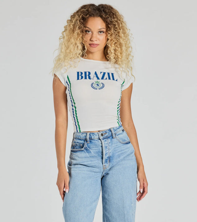 Brazil Striped Sporty Graphic Tee | Windsor