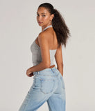 Upgrade your style game for 2025 with the Adorably Trendy Lace Trim Knit Halter Top in heather, perfect for any fashion-forward wardrobe.
