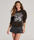 The Trendy Edge Oversized Fleece Screen Sweatshirt in brown with a modern design and trendy look is part of the latest women's tops collection to elevate your 2025 wardrobe.