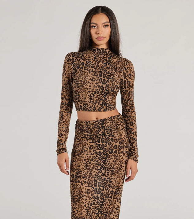 Bold Aura Leopard Print Knit Crop Top | Windsor