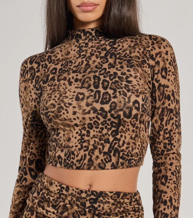 Bold Aura Leopard Print Knit Crop Top | Windsor