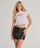 The Irreplaceable Cropped Graphic Tee in white with a modern design and trendy look is part of the latest women's tops collection to elevate your 2025 wardrobe.