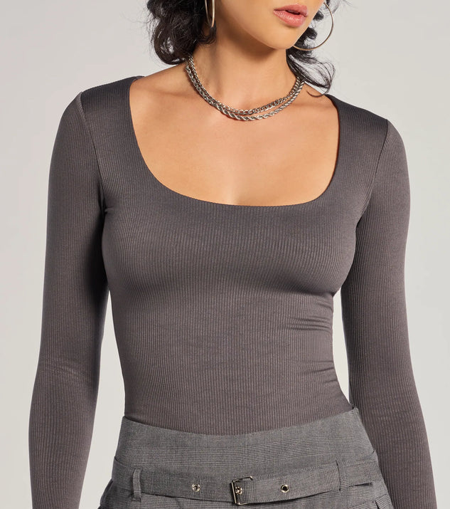Sleek Appeal Ribbed Knit Long Sleeve Bodysuit | Windsor