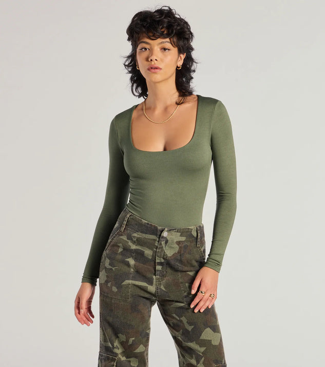 Sleek Appeal Ribbed Knit Long Sleeve Bodysuit | Windsor