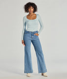Stay on-trend this season with the Forever Staple Smooth Knit Long Sleeve Top in light blue, a must-have for creating stylish and effortless spring outfits for women.
