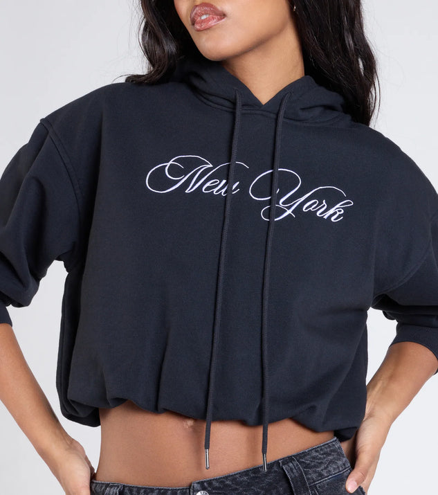 パーカー・フーディ IONSEOUL Vouge Paris Cropped Hood New York Bubble Crop Hoodie | Windsor