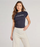 The No Hard Feelings Graphic Tee in navy blue brings edge and energy to your vibe, ready to elevate any festival look or concert outfit.