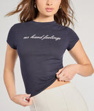 From bold to effortless, the No Hard Feelings Graphic Tee lets you define your vibe with navy blue tops that speak your style.