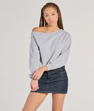The Forever A Fave Long Sleeve Bubble Hem Crop Sweatshirt in heather gray with a modern design and trendy look is part of the latest women's tops collection to elevate your 2025 wardrobe.