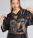 From bold to effortless, the Sporty Chic Lace V-Neck 87 Graphic Jersey Top lets you define your vibe with black tops that speak your style.