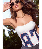 From bold to effortless, the On The Court 87 Jersey Graphic Corset Top lets you define your vibe with white tops that speak your style.