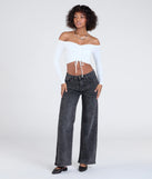 The Sultry Perception Off-The-Shoulder Crop Top in white brings edge and energy to your vibe, ready to elevate any festival look or concert outfit.