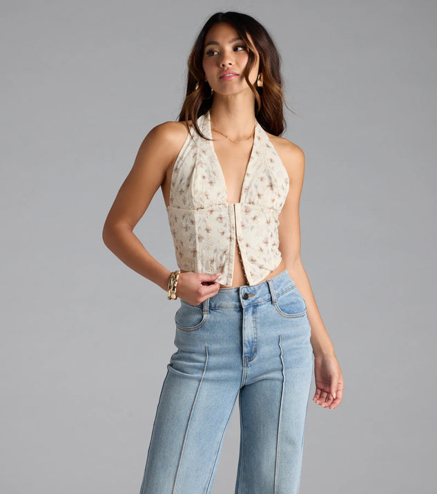 From bold to effortless, the Catch My Sweetness Halter Floral Corset Top lets you define your vibe with brown tops that speak your style.