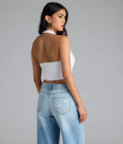 Undeniable Charm Gingham Ribbon Halter Crop Top
