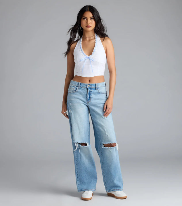 Undeniable Charm Gingham Ribbon Halter Crop Top | Windsor