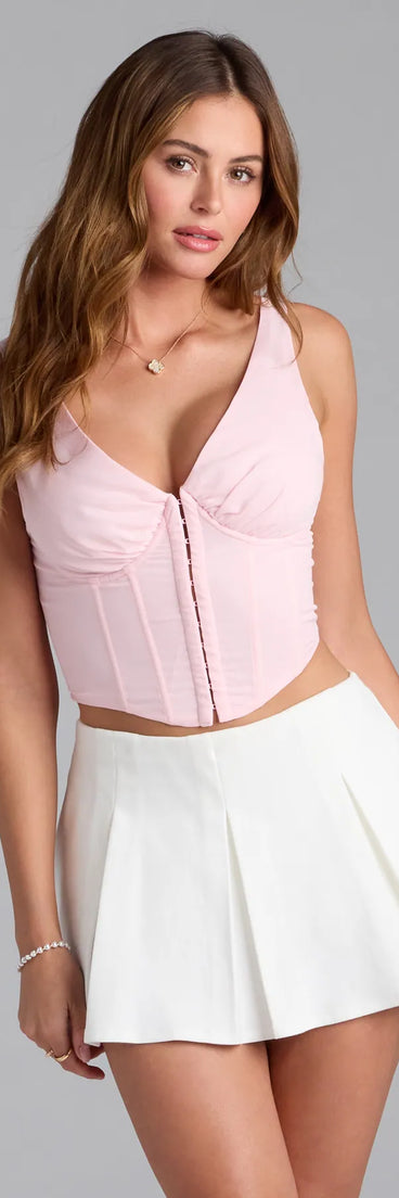 Complete your look with the On Repeat V-Neck Corset Top, a trendy pink top that’s ready to pair with anything in your fall rotation.