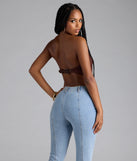 Stylish Edge Faux Leather Strapless Crop Top