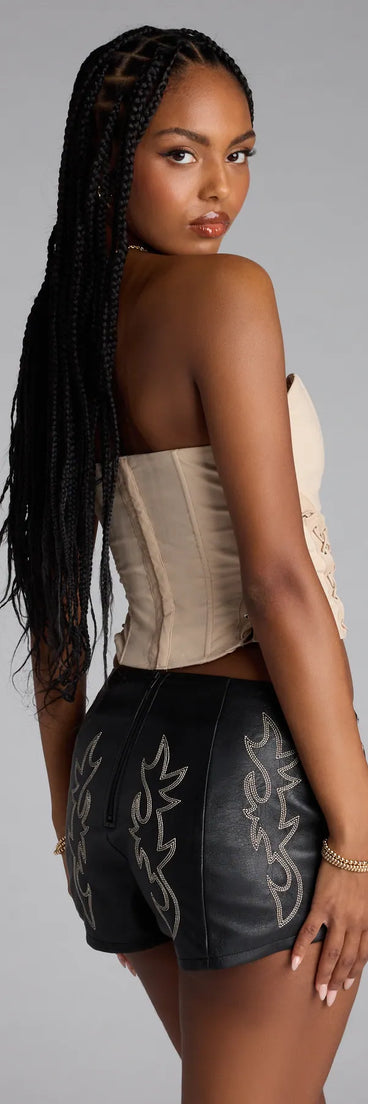 Trendy women’s tops, like the Tied Up And Tempting Corset Top, bring effortless style for fall layering, lounging, or going out.