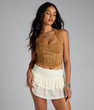 Cute Flame Stitch Lace-Up Crop Top