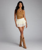 Cute Flame Stitch Lace-Up Crop Top