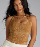 Cute Flame Stitch Lace-Up Crop Top