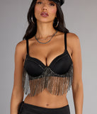 Watch Me Shine Rhinestone Fringe Bra Top