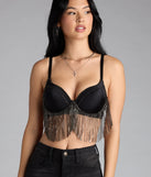 Watch Me Shine Rhinestone Fringe Bra Top