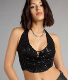 Own The Night Sequin Halter Top