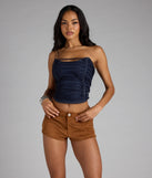 Trendy Allure Denim Lace-Up Corset Top