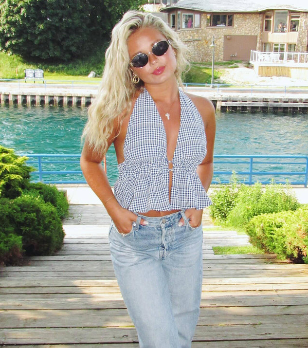 【2plan】Flute Crop Check Shirt Flute Crop Check Shirt - 2PLAN | 60% - Asian Fashion Online
